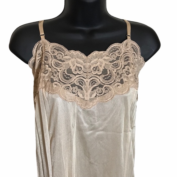Vintage Other - Vintage Slip Nightgown Lace Nylon Adjustable 1751